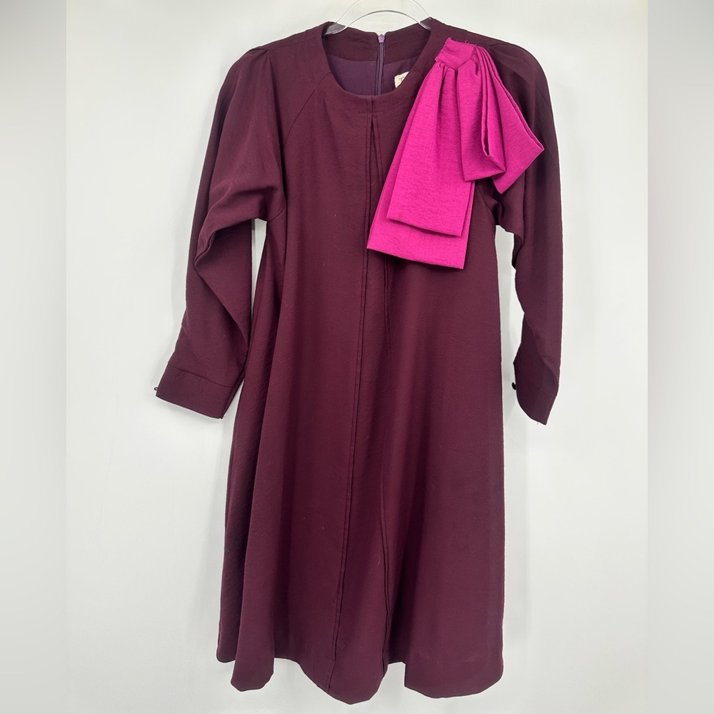 Teela Oversized Bow Dress Girls 16 Maroon Purple Pink | AP576 - Picture 2 of 8